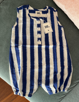 Tutina a righe bianche e blu LE PETIT LUCAS DU TERTRE, tg 12/18 mesi, 35 euro + SS