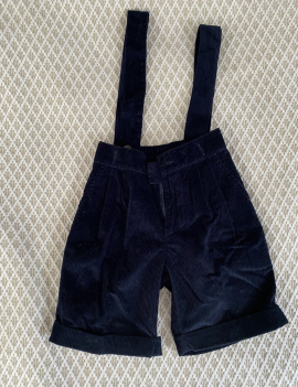 Bragotto in velluto a coste blu taglia 18 mesi (veste fino ai 2 anni) con bretelle removibili sartoriale € 25 + ss