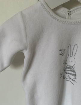 Tutina unisex 🐰 bianca in ciniglia PETIT BATEAU 3 Mesi 30€+ss